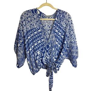Sea Lustre Blue Kimono Style Wrap Top O/S